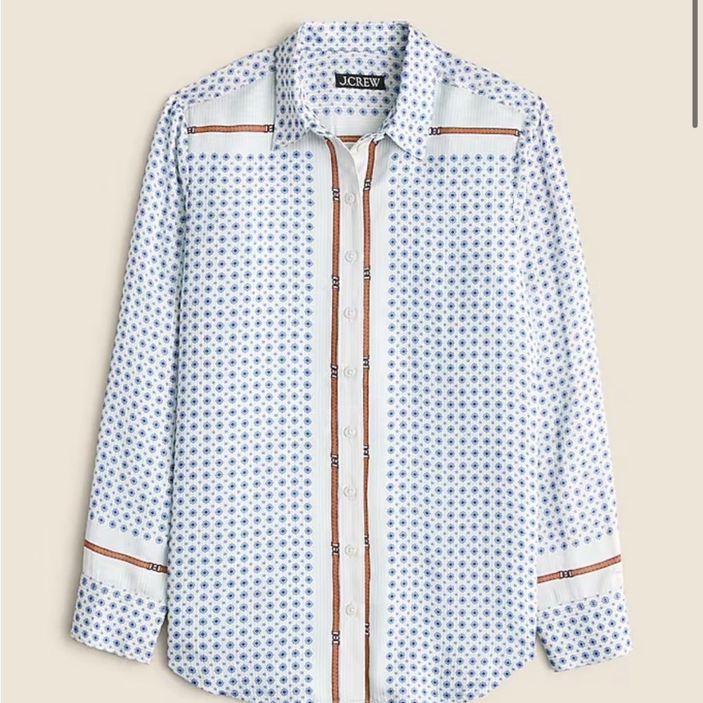 J. Crew Drapey Scarf Print Blouse